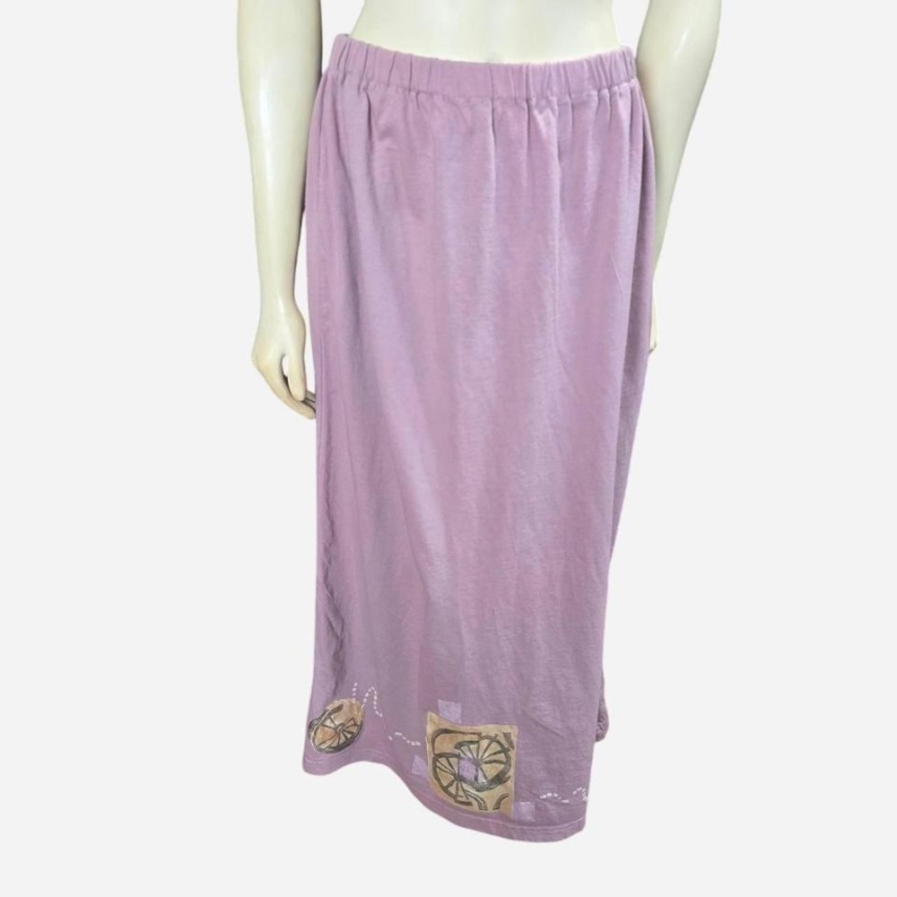 Blue Fish Midi Skirt Womens 1 Purple Excellent Cotton Art to Wear‎ Made in USA